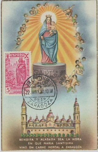 Spain 3 Different Maxicards With Stamps,  2 X 1940 Zaragossa,  1950 Madrid