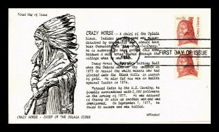 Us Cover Crazy Horse Chief Of Oglala Sioux Indians Hand Made Fdc Pair