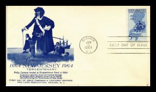 Dr Jim Stamps Us Jersey Tercentenary First Day Cover Scott 1247 Elizabeth