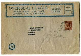 Uk Gb - London 1924 George V - Private Order Stationery Wrapper To Romania