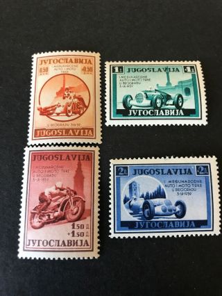 Yugoslavia Sc B94 - 97 Mnh Og Sports Cars Autos Motorcycle