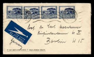 Dr Who 1937 South Africa Capetown Airmail To Germany E48200