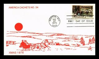Us Cover Christmas Winter Pastime By Currier Fdc America Cachets No 34