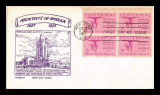 Us Cover Architects Of America Centennial Fdc Block Of 4 Pent Arts Cachet