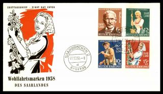 Mayfairstamps Germany 1958 Set Of 4 Agricultural First Day Cover Wwb73511
