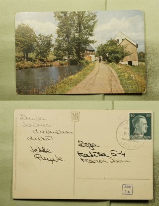 Dr Who 1942 German Occupation Of Russia Ostland Ovpt Latvia Postcard E68413