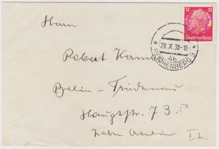 Germany Dr Sudetes 1938 (28.  10. ) Cover Reichenberg (retouched Postmark)
