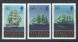 Bermuda 2000 Tall Ships Race Mnh Set Of 3
