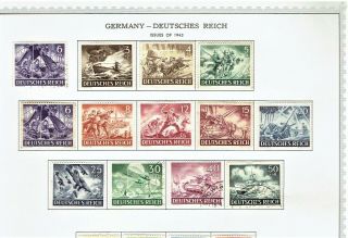 1943 Germany Reich Semi - Postal " Army & Hero Day " Complete Set Sc B218 - 29 M/h/og
