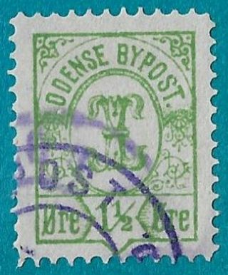 , 1886 Odense Denmark 1.  5o Local Private Post Fancy Design