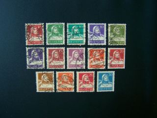 Switzerland Stamps 1914 Year Set,  Scott 167 - 169,  171 - 179. ,  180 Mlh