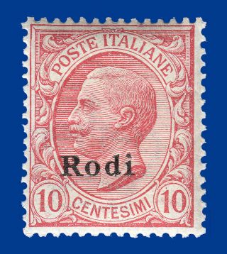 Greece Italy Dodecanese Rodos 1912 " Rodi " 10 C.  Rose Mnh Signed Upon Request