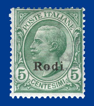 Greece Italy Dodecanese Rodos 1912 " Rodi " 5 C.  Green Mnh Signed Upon Request