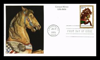 Us Cover Carousel Horses Lillie Belle Fdc Mystic Cachet