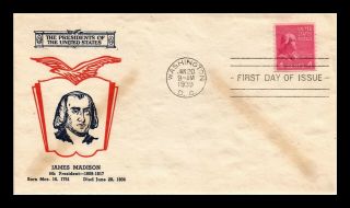 Dr Jim Stamps Us James Madison Presidential Series Coil First Day Cover