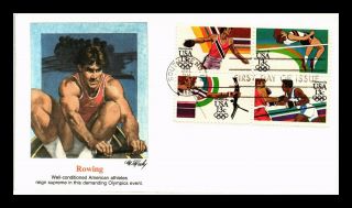 Dr Jim Stamps Us Rowing Olympic Games Combo First Day Cover Block Of Four