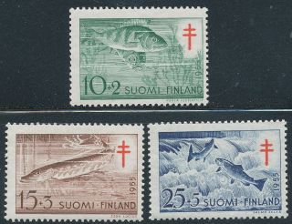 Finland 1955 Mnh Stamps - Fish - Perch,  Pike & Salmon - Fauna - Scott B120 - 122