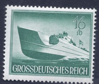Nazi Germany Third Reich 1944 Nazi Navy Torpedo Boat 16,  10 Stamp Mnh Ww2 Era