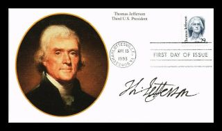 Dr Jim Stamps Us Thomas Jefferson Third President First Day Mystic Cachet Cover