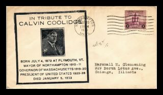 Dr Jim Stamps Us Tribute To Calvin Coolidge Cachet Cover Northampton