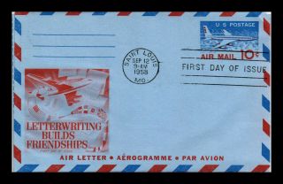 Dr Jim Stamps Us 10c Air Mail Letter Writing Builds Friendship Fdc Cover