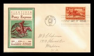 Us Cover Pony Express 80th Anniversary Fdc Scott 894