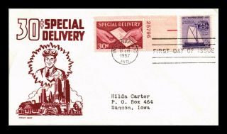 Dr Jim Stamps Us 30c Special Delivery Dual Franked Fdc Cover Cachet Craft