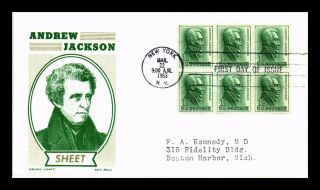 Dr Jim Stamps Us Andrew Jackson First Day Cover Cachet Craft Scott 1209