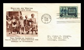 Us Cover Salute To Youth Of America Fdc Scott 963 Fulton Stamp Company Cachet