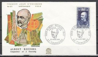 France,  Scott Cat.  B428.  Musician A.  Roussel Issue.  First Day Cover.