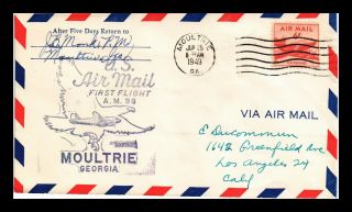 Us Cover Airmail First Flight Am 98 Moultrie Georgia Jacksonville Florida