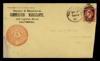 Dr Who 1895 Baltimore Md Fancy Cancel 7 Advertising Commission Merchants E71033