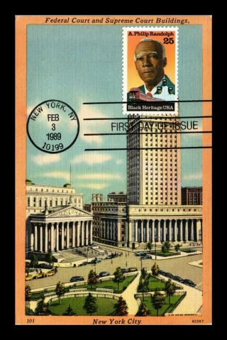 Dr Jim Stamps Us A Philip Randolph Black Heritage Fdc Postcard Cancel On Front