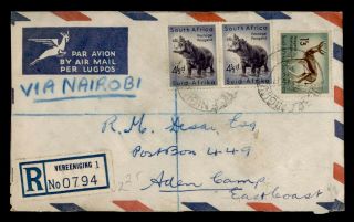 Dr Who 1957 South Africa Vereeniging Registered Airmail To Aden E72556