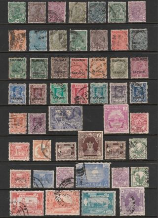 Burma & British India 1930s - 1950s Selected Stamps,  Values To Five Rupees