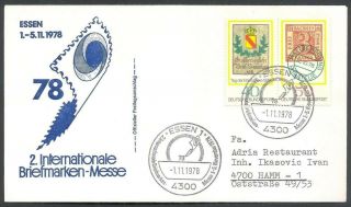 Germany,  West,  Brd,  1978,  Essen Stamp Show,  Commemorative Postmark & Cover