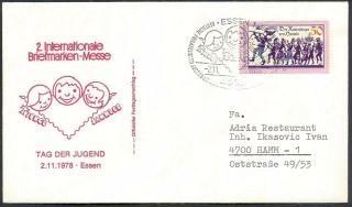 Germany,  West,  Brd,  1978,  Essen,  Day Of Youth,  Commemorative Cover & Postmark