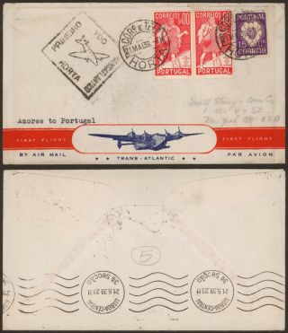 Portugal 1939 - 1st Flight Air Mail Cover Azores To Portugal 30521/1