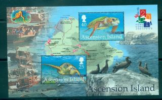 Ascension Is.  - Sc 768.  2001 Year Of The Snake.  Sea Tiurtles.  Mnh $5.  00.