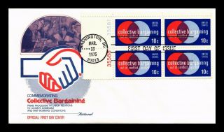 Dr Jim Stamps Us Collective Bargaining First Day Cover Plate Block Scott 1558