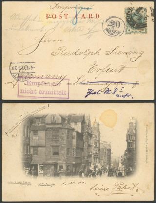 Gb 1901 - Postcard To Erfurt Germany 30240/34