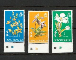 Hong Kong 1977 Orchids Stamps Set Sg 368 - 370 Unmounted With Colour Controls