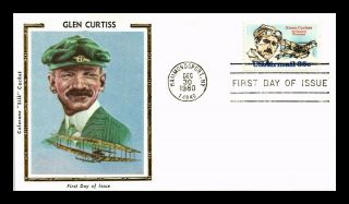 Dr Jim Stamps Us Glen Curtiss Air Mail Colorano Silk Fdc Cover Scott C100