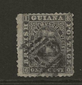 British Guiana 1862 - 5 Qv Sg42 1c Black Thin Paper Pf12 Good To Fine Cat £60