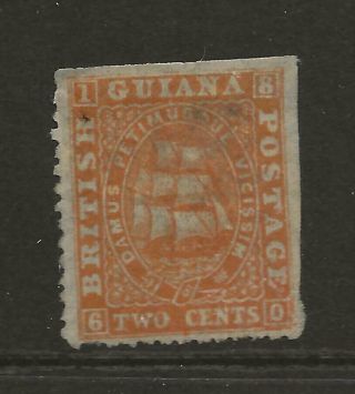 British Guiana 1862 - 5 Qv Sg52 2c Orange Thin Paper Pf12.  5 - 13 Good To Fine C/ - £26
