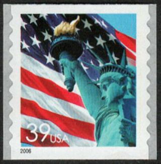 Usa Sc.  3981 39c Flag & Liberty 2006 Mnh Sa 9½ Coil Single