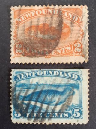 Newfoundland 2 Great Old Stamps As Per Photo.  Very