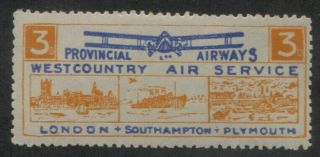 Great Britain Provincial Airways Westcountry Air Service Stamp