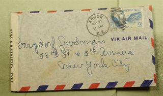 Dr Who 1942 Canal Zone Ancon Airmail To Usa Wwii Censored E69951