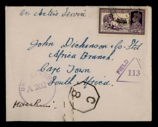 Dr Who 1941 India Fpo 31 Oas To South Africa Wwii Censored E51163